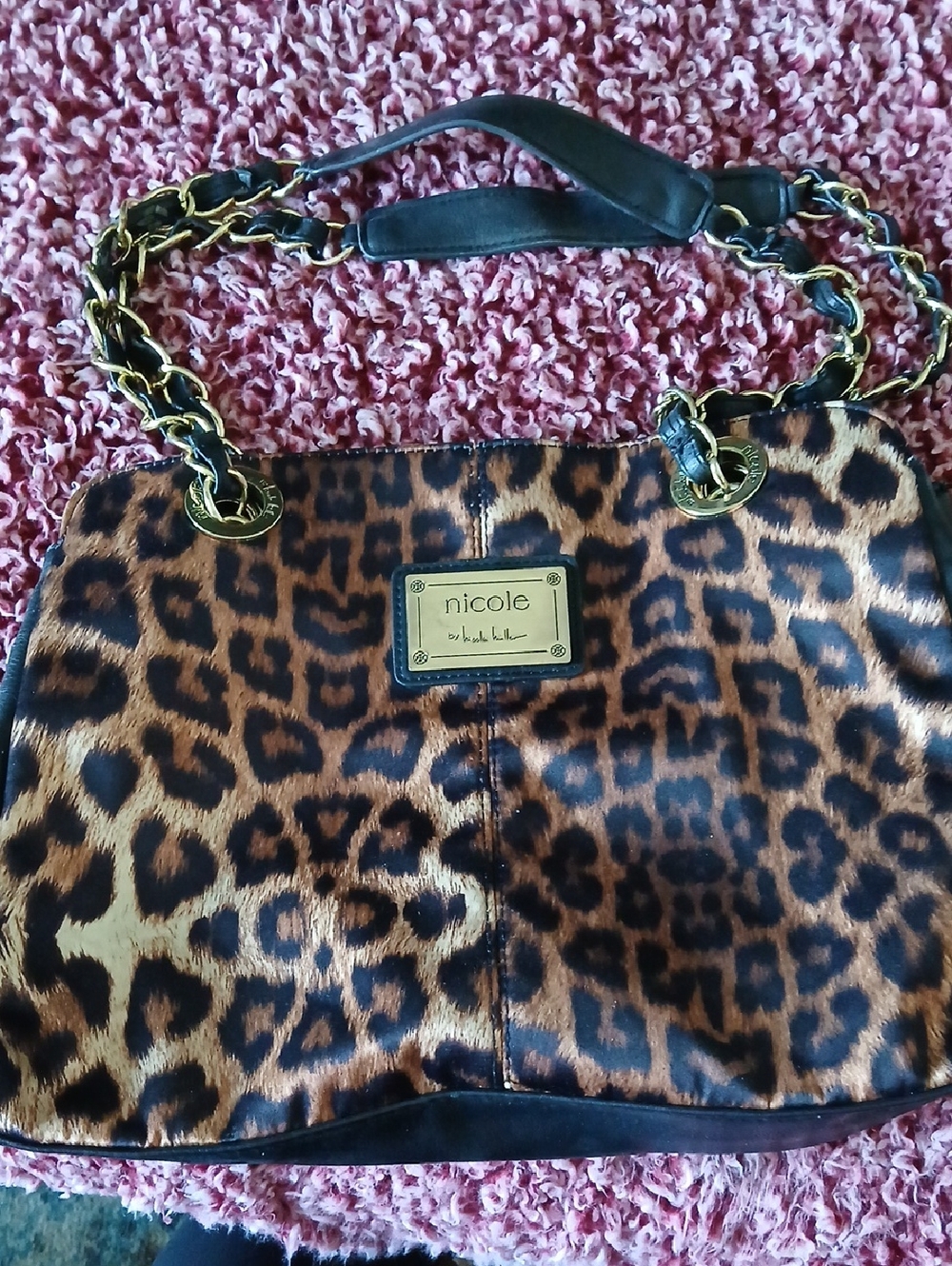 Nicole by Nicole Miller Leopard Print Shoulder Bag - Brown & Black